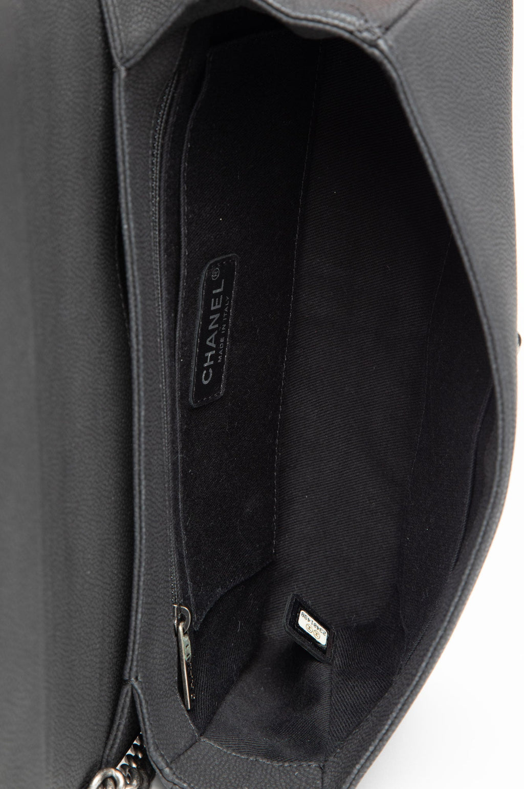 Chanel Matte Black Caviar Ruthenium Hardware Turn Around Flap Bag