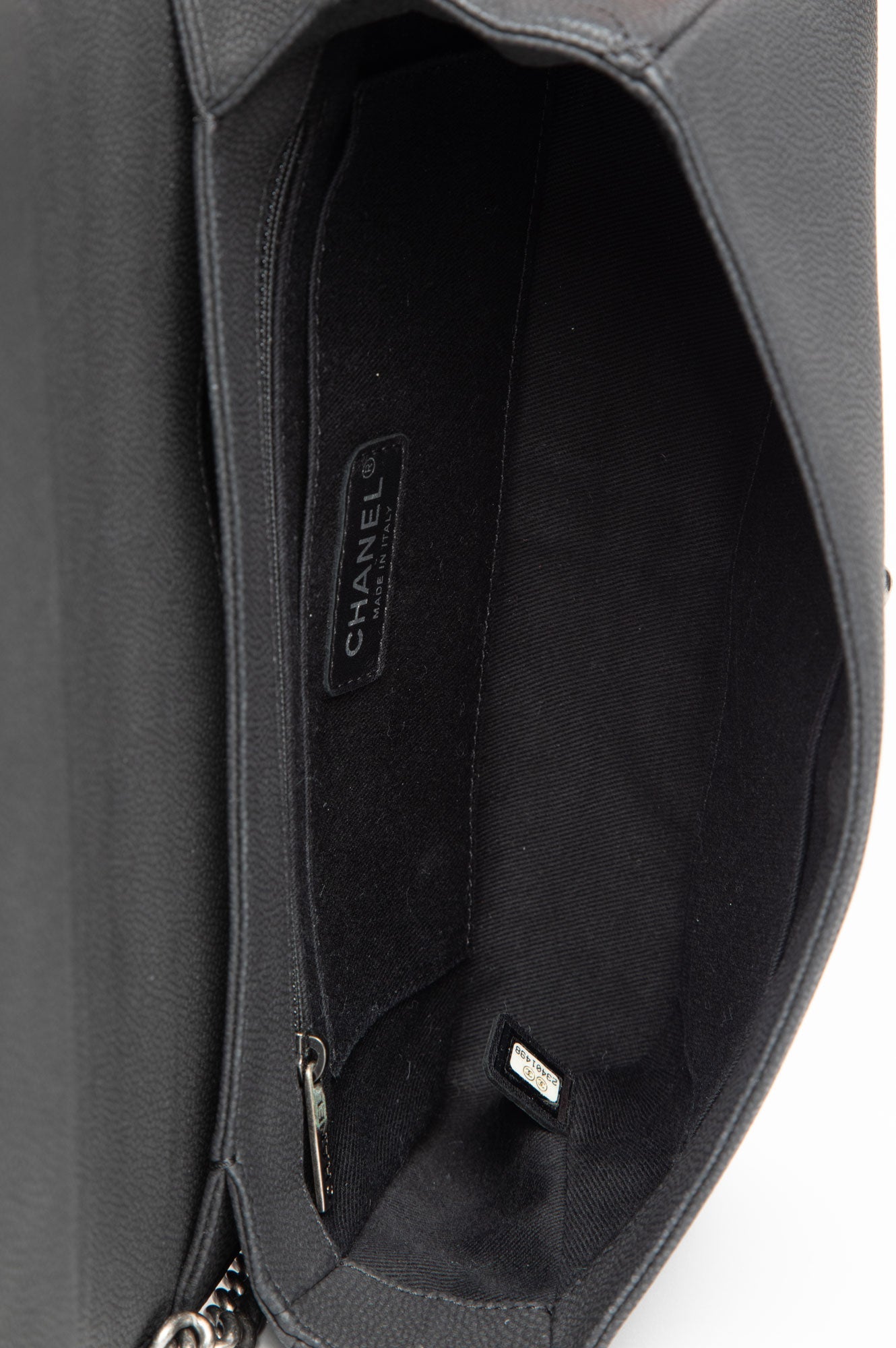 Chanel Matte Black Caviar Ruthenium Hardware Turn Around Flap Bag