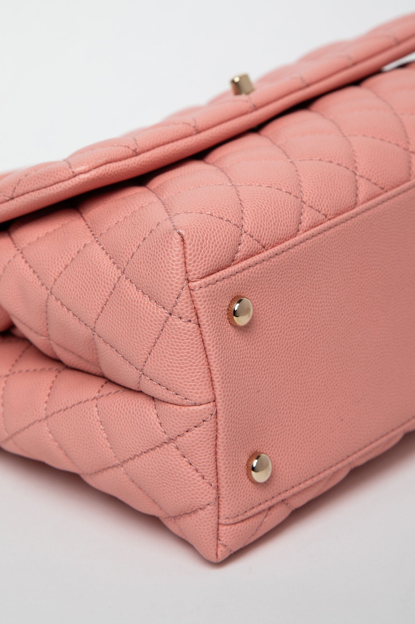 Chanel Pink Quilted Caviar Medium Coco Handle Flap Bag