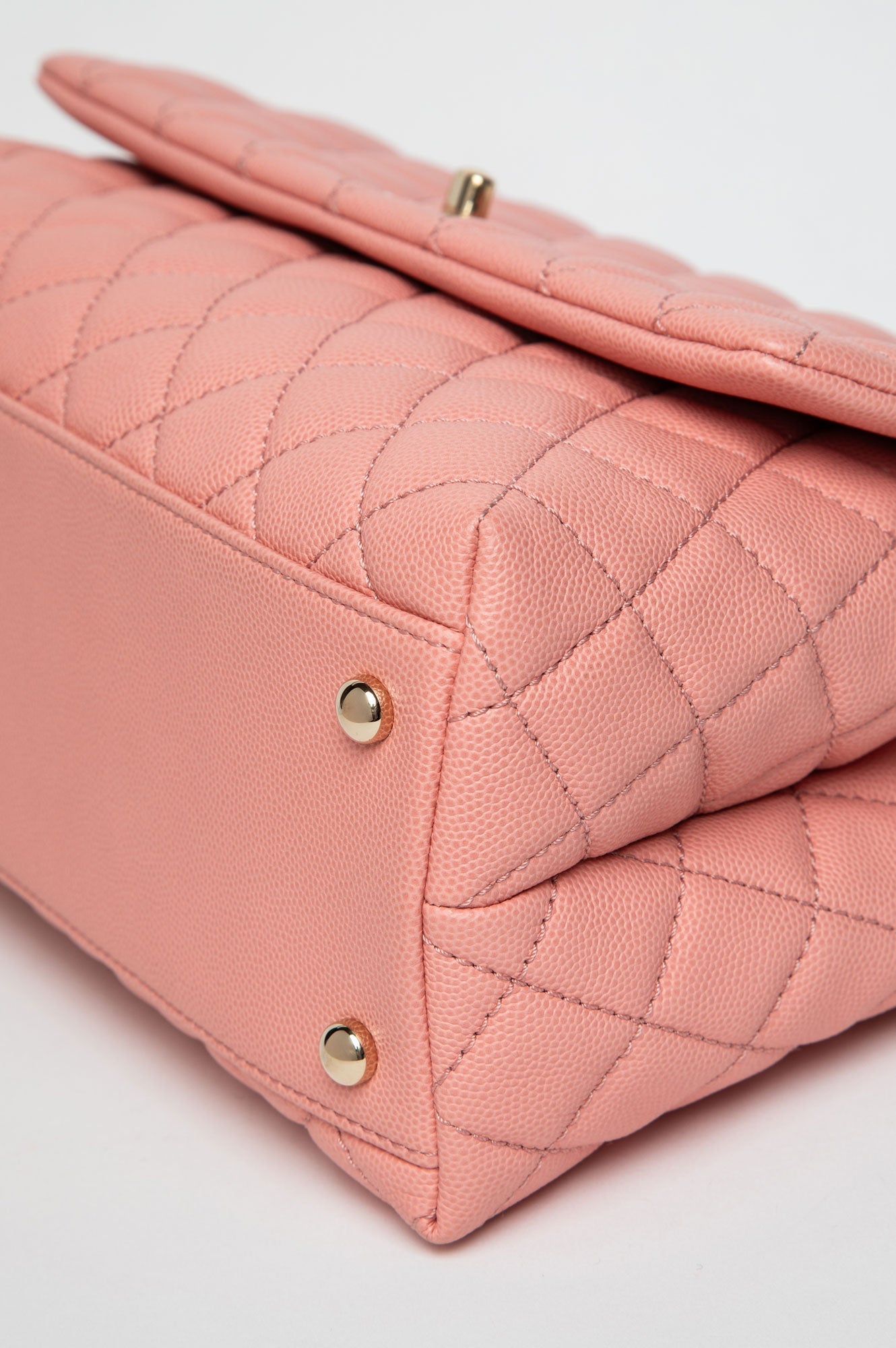 Chanel Pink Quilted Caviar Medium Coco Handle Flap Bag