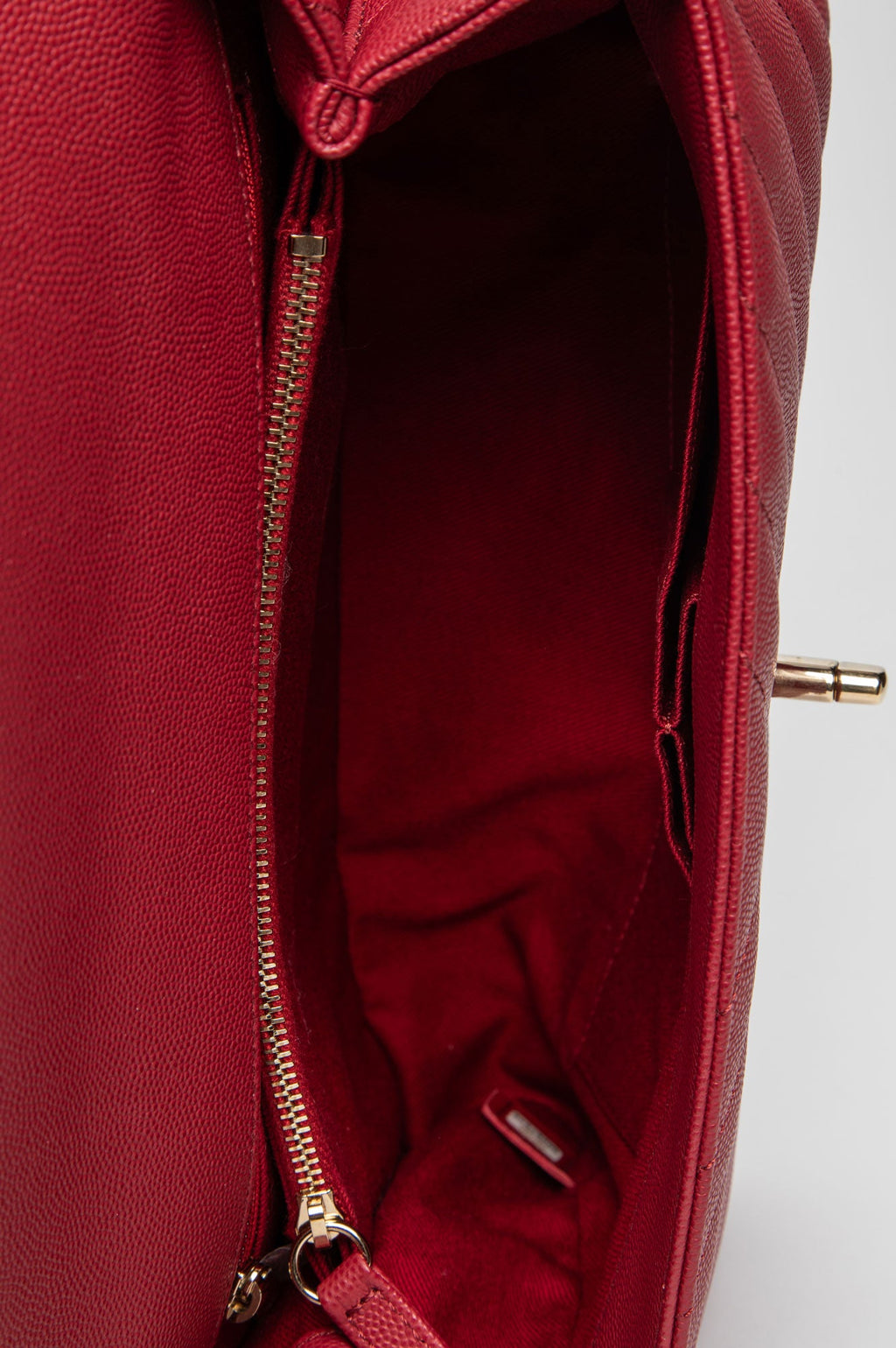 Chanel Dark Red Chevron Quilted Caviar & Lizard Medium Coco Handle Bag