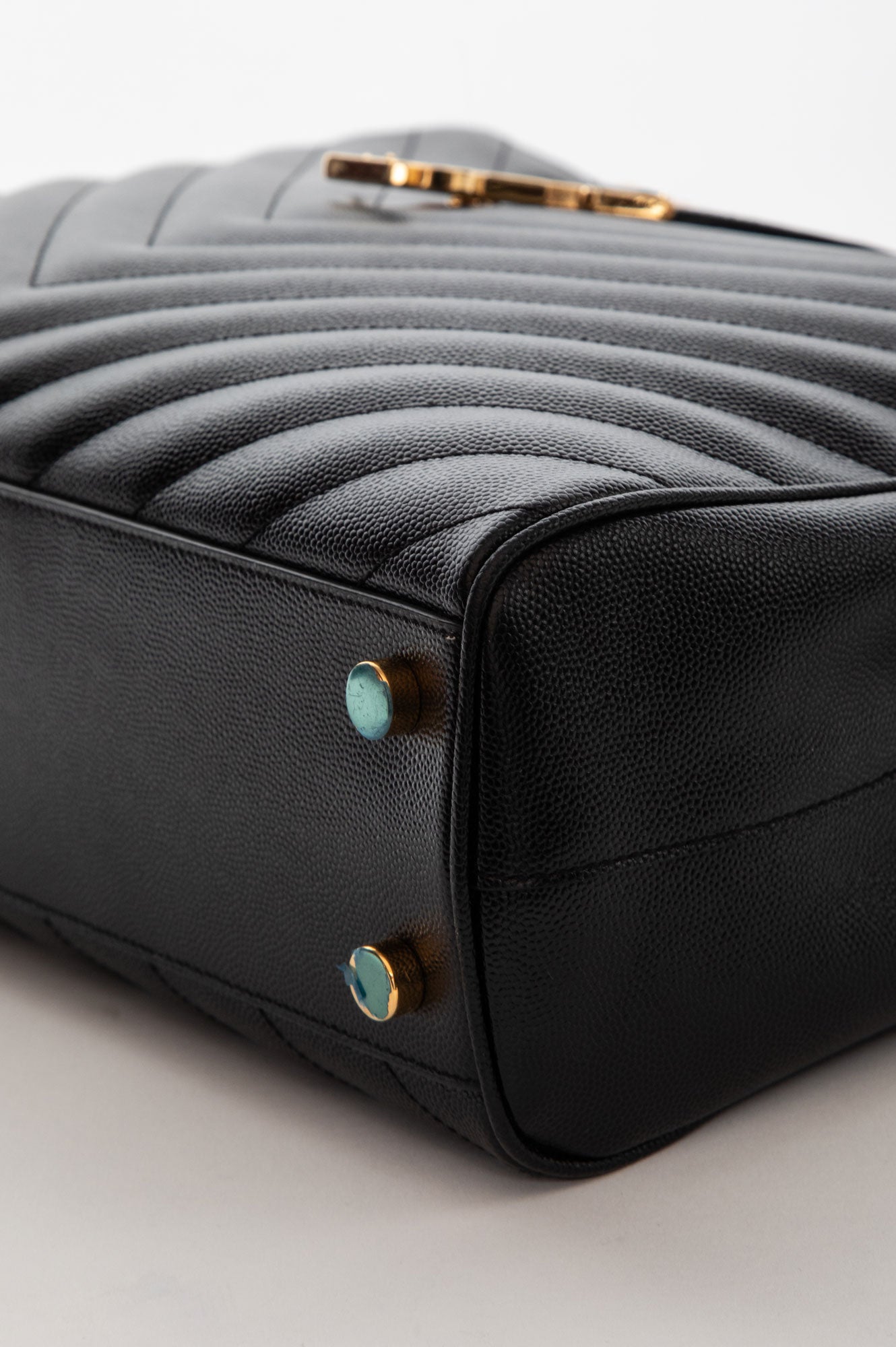 Saint Laurent Black Matelassé Chevron Monogram Shopping Bag
