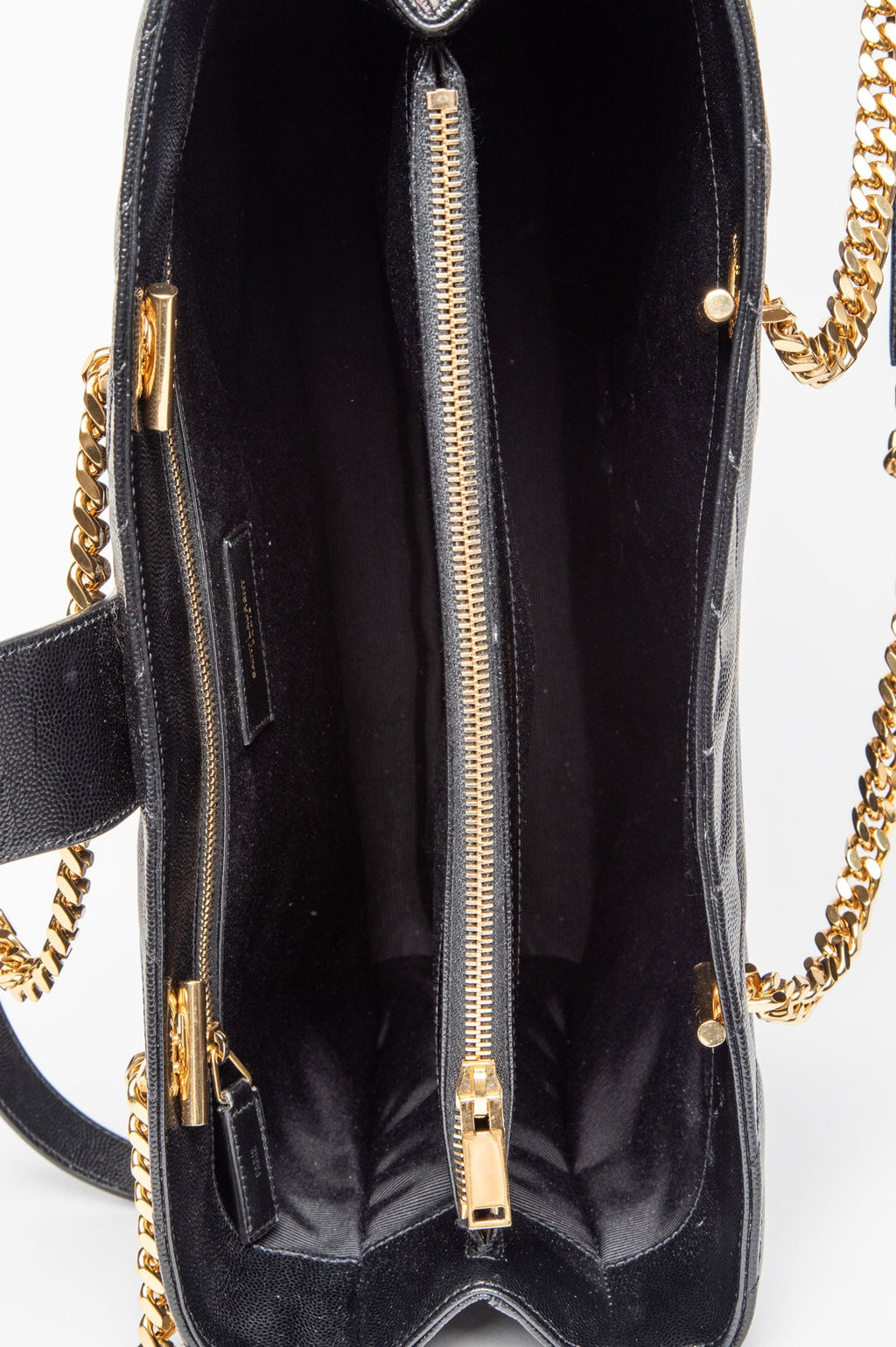 Saint Laurent Black Matelassé Chevron Monogram Shopping Bag