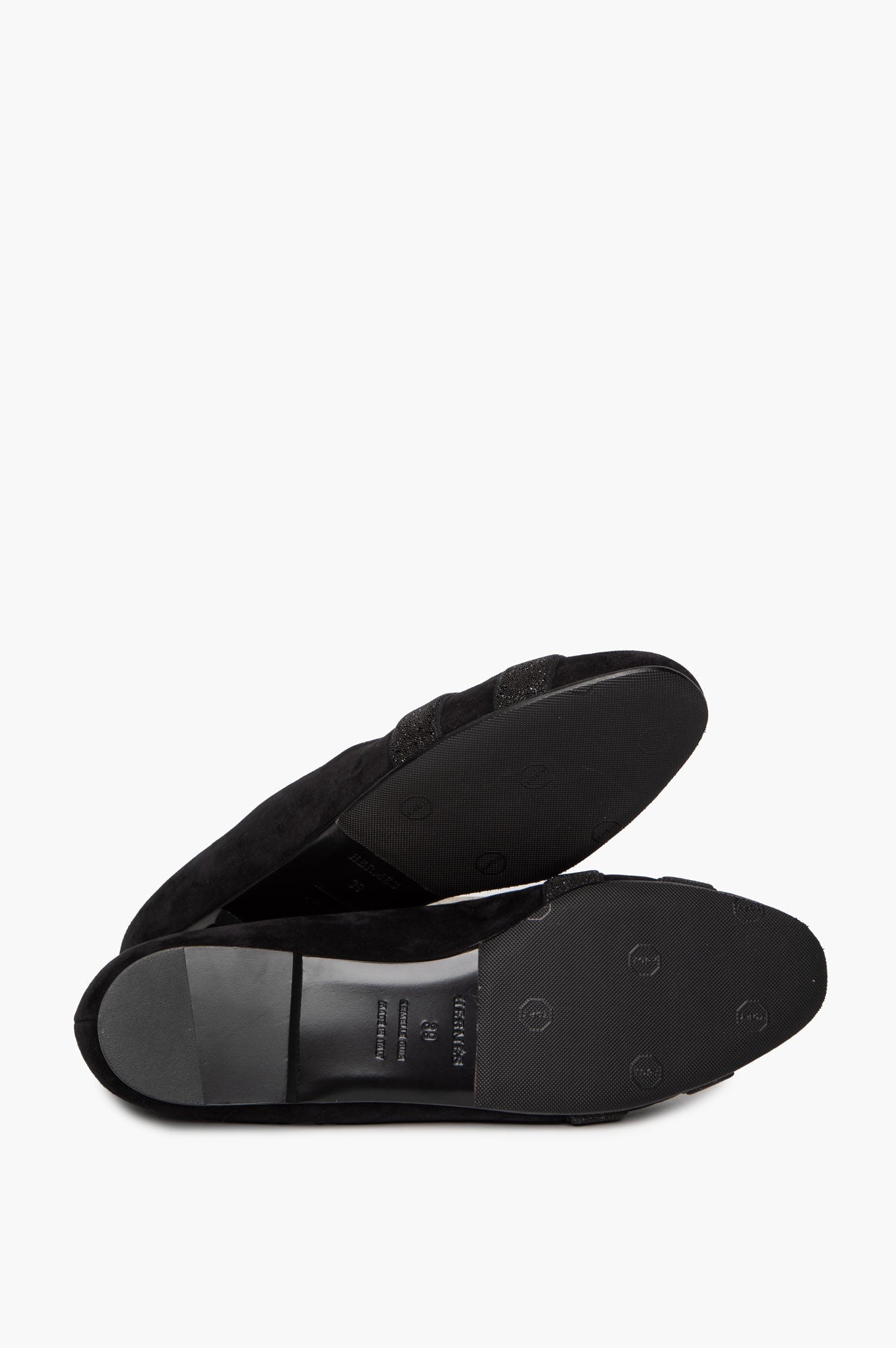 Hermès Black Suede Glitter H Roxane Ballet Flats Size 39