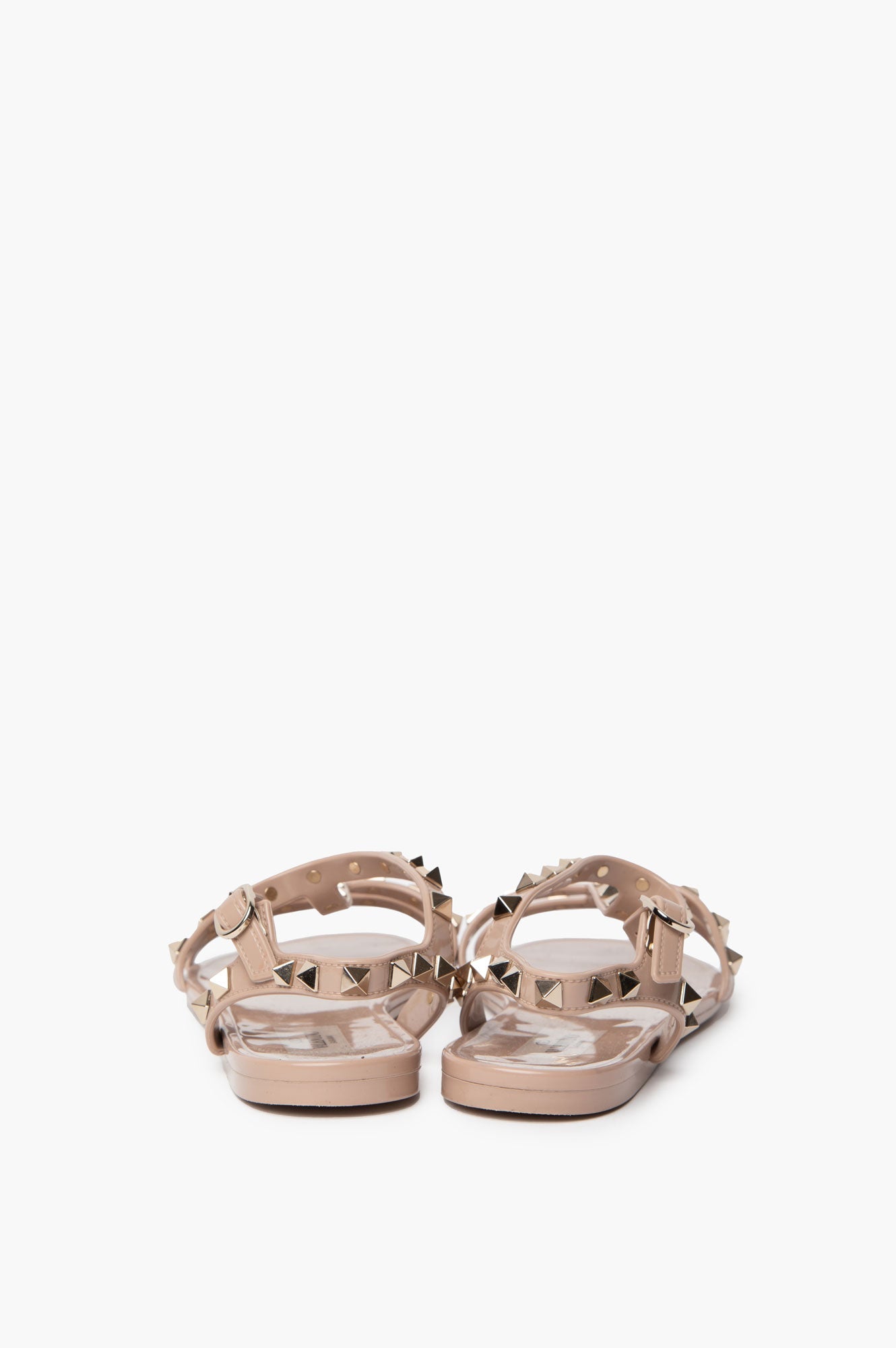 Valentino Nude Studs Flat Sandals Size 38
