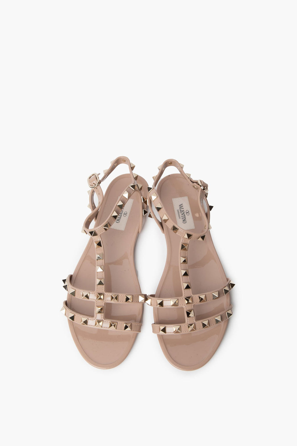 Valentino Nude Studs Flat Sandals Size 38