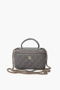 Chanel Grey Top Handle Lambskin Vanity Case