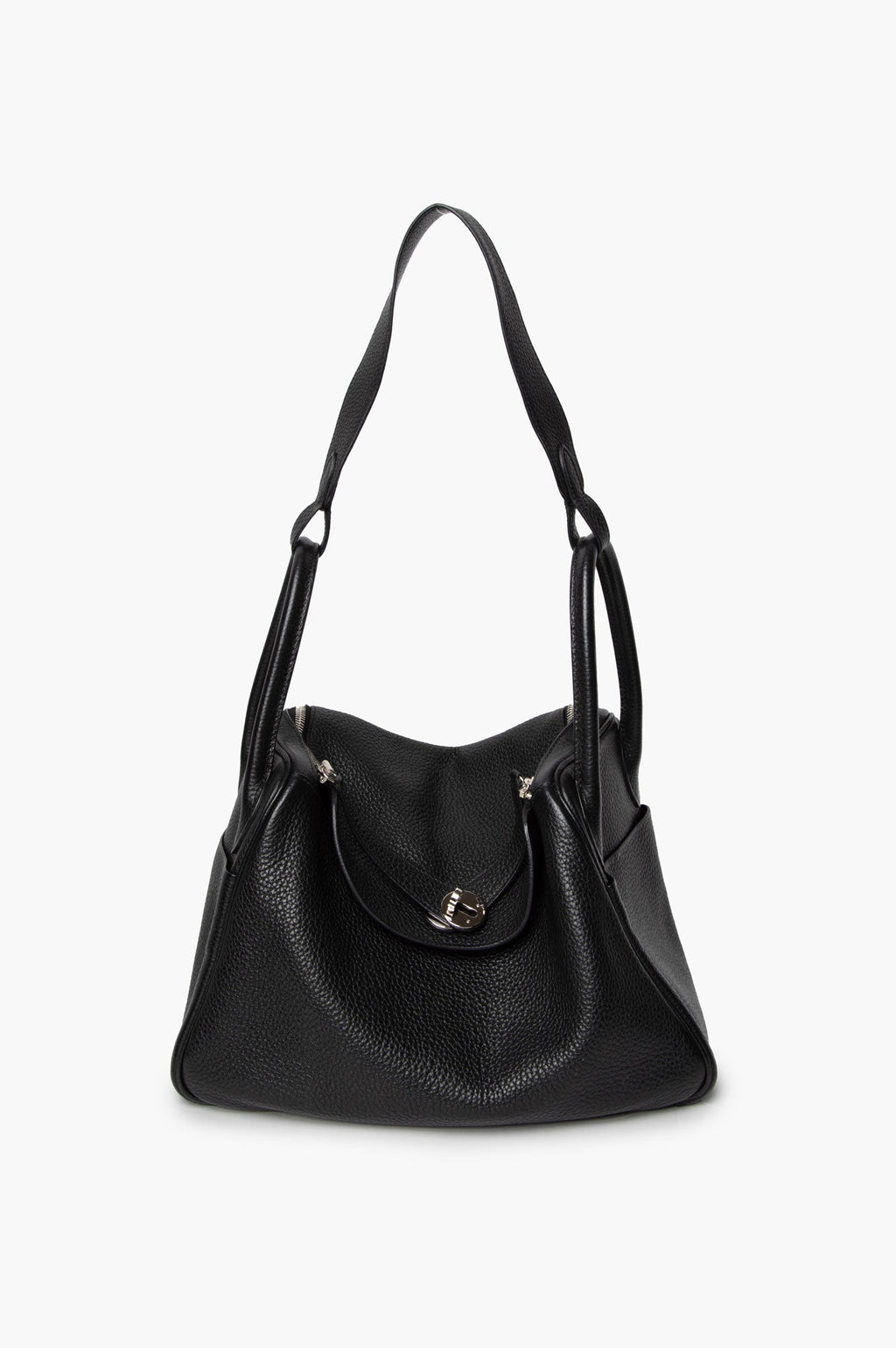 Hermes 2015 Black Clemence SHW Lindy 30 Shoulder Bag