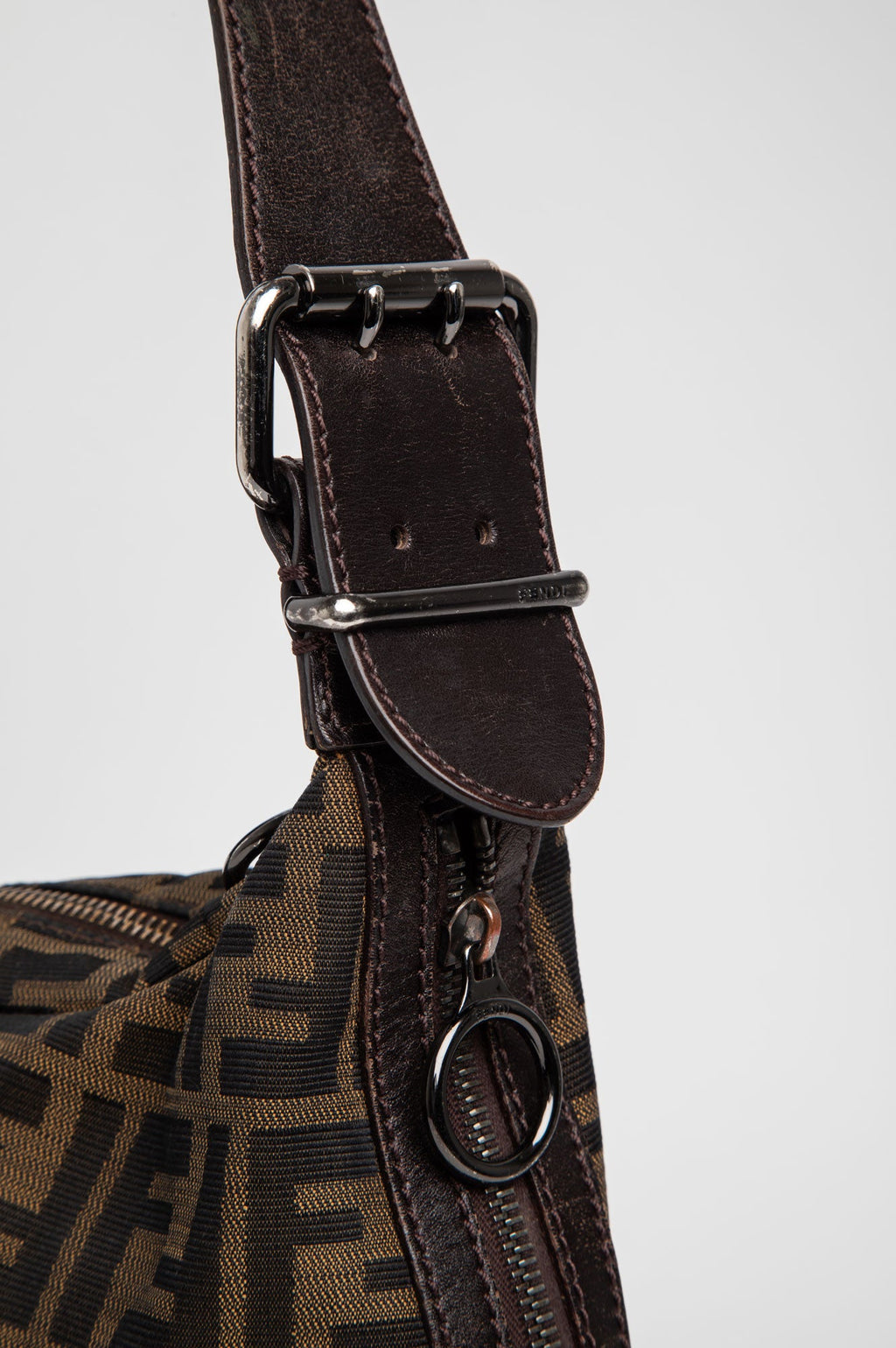 Fendi Zucca Oyster Brown Shoulder Bag