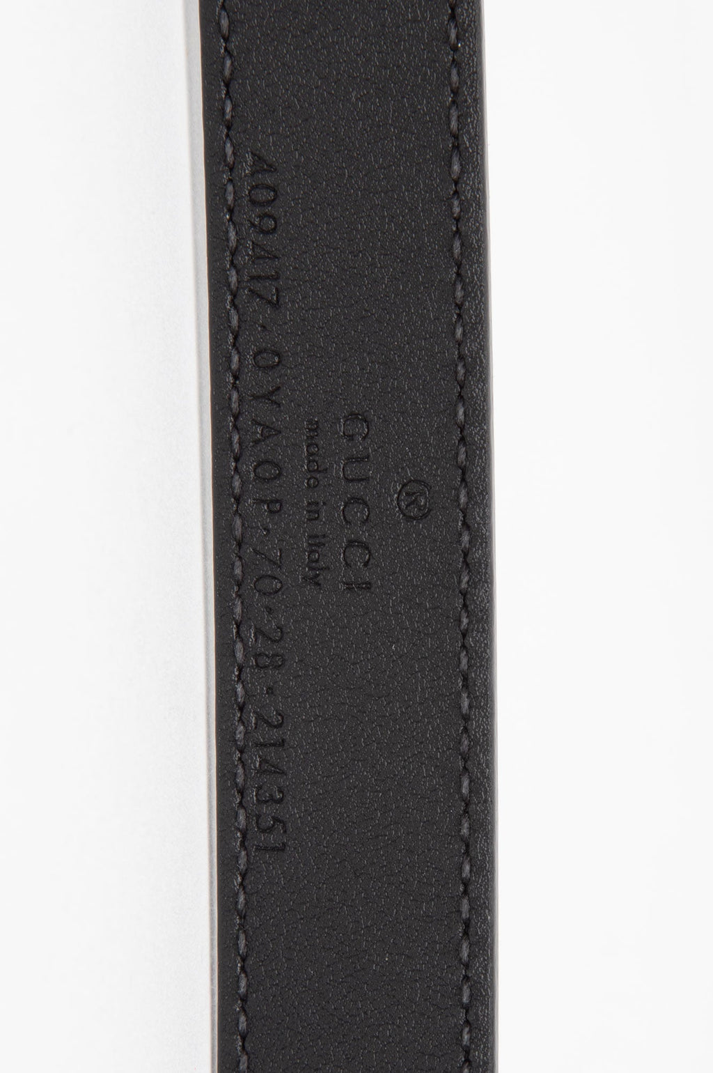 Gucci Black/Silver GG Marmont Skinny Belt Size 70