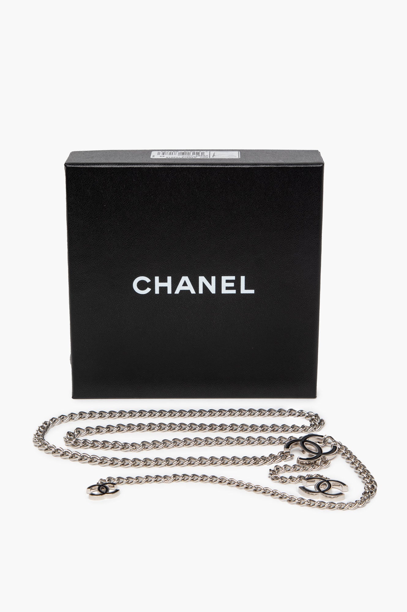 Chanel 10V Black Silver Tone CC Chain Belt