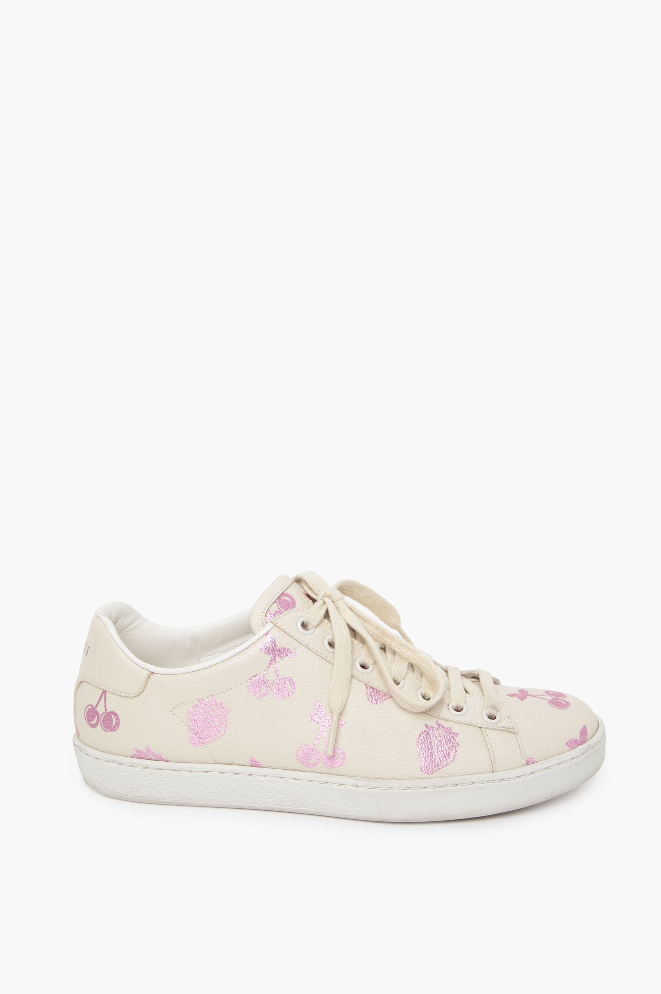 Gucci Metallic Pink Strawberry & Cherry Sneaker Size 37.5