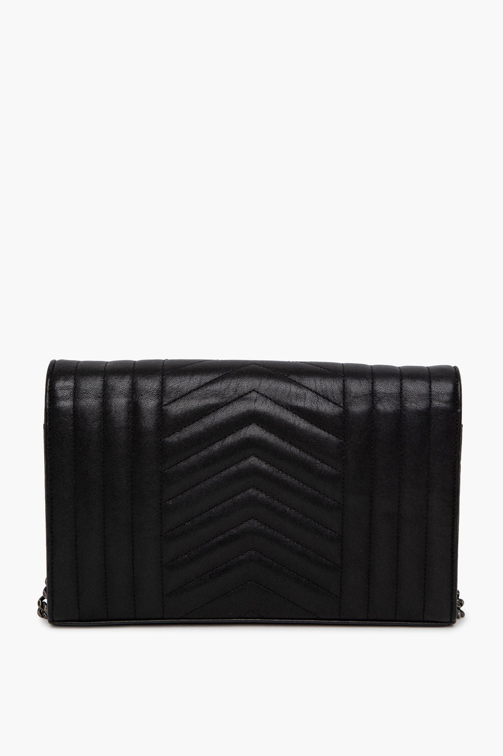 Saint Laurent Limited Edition Black Quilted Leather Embellished Monogramme Envelope Chain Wallet