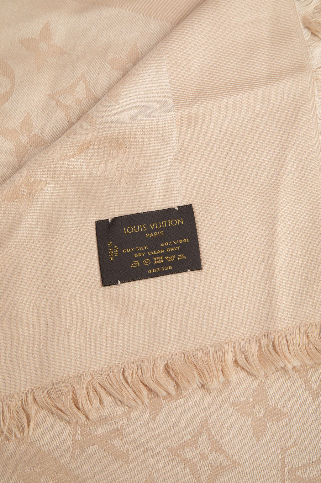 Louis Vuitton Beige Monogram Silk/Wool Shawl Scarf