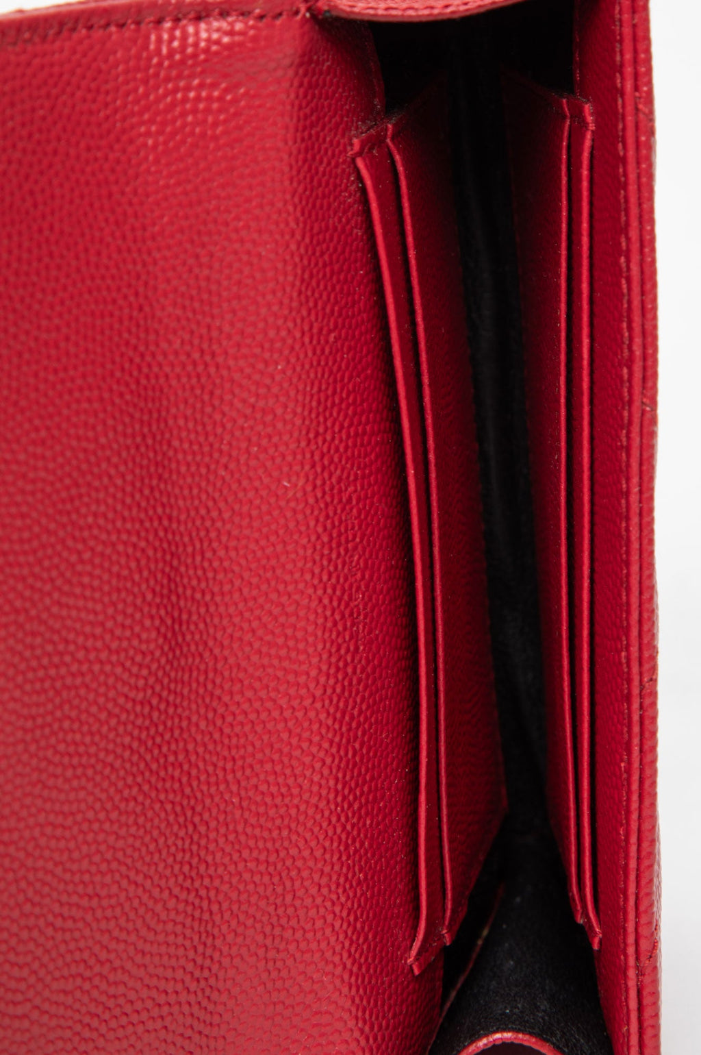 Saint Laurent Red Leather Matelassé Envelope Wallet
