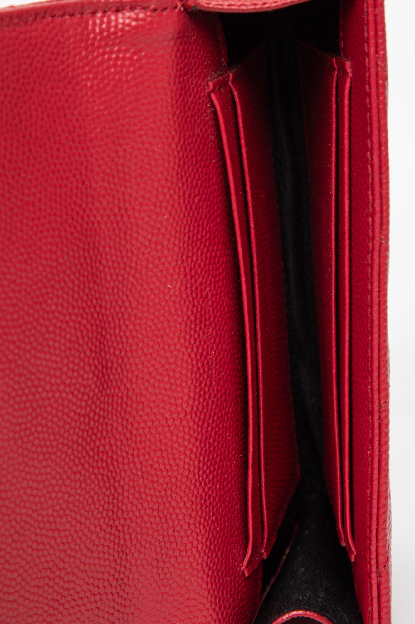 Saint Laurent Red Leather Matelassé Envelope Wallet