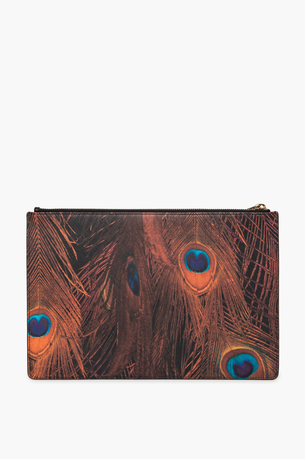 Givenchy Peacock Feather Print Zip Clutch