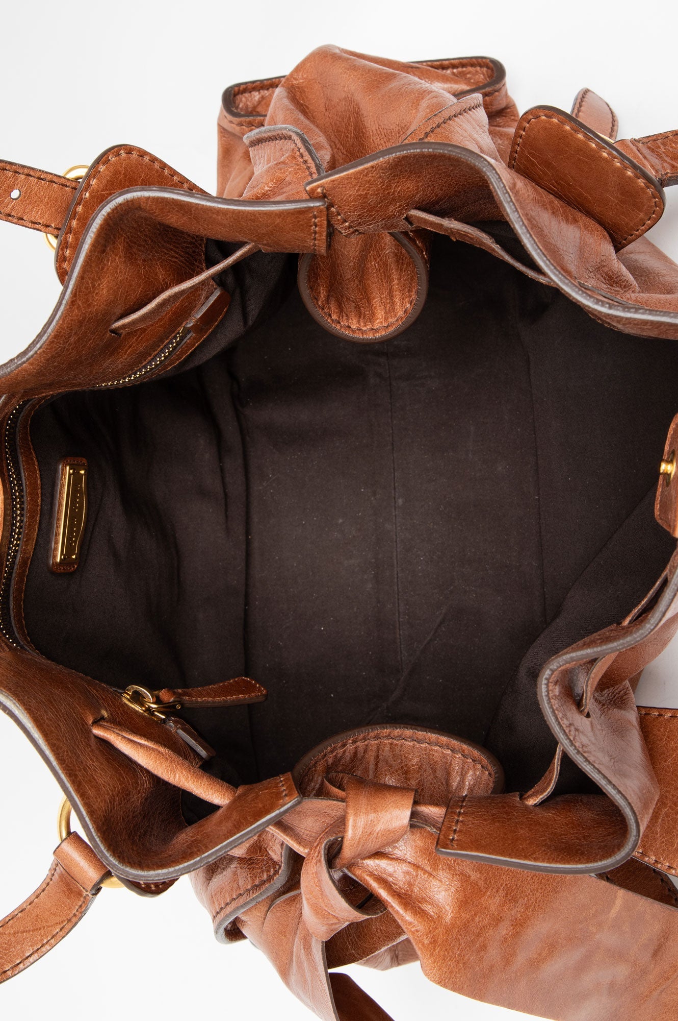 Miu Miu Brown Vitello Leather Shoulder Bag