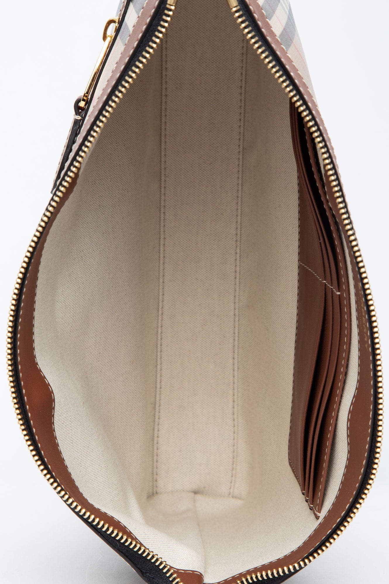 Burberry Vintage Check Coated Gabardine Zip Clutch