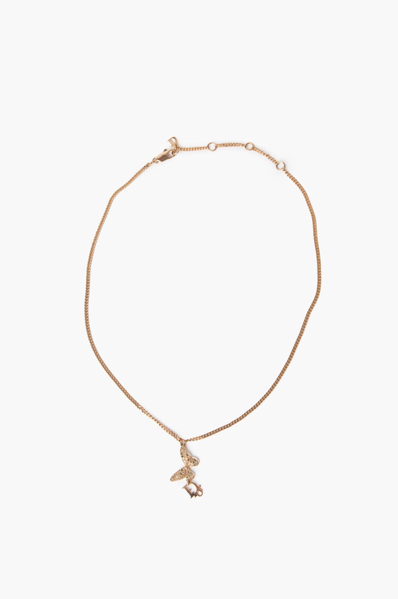 Christian Dior Gold Color Butterfly Necklace