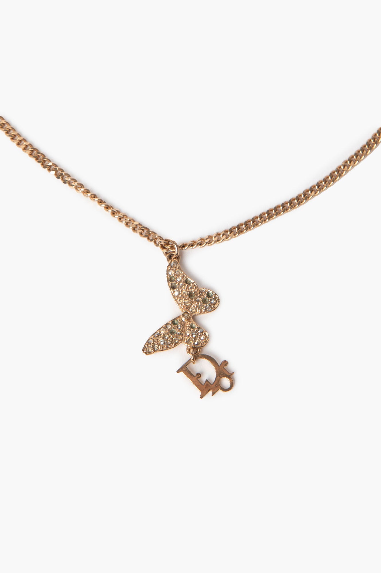 Christian Dior Gold Color Butterfly Necklace