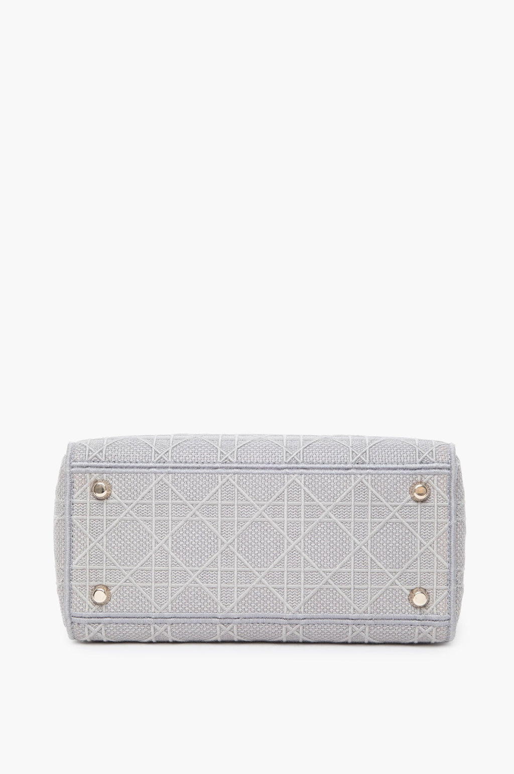 Christian Dior Medium D-Lite Bag Gray Cannage Embroidery Gold Hardware