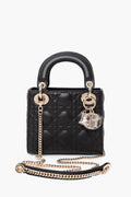Christian Dior Black Mini Lady Dior Lambskin With Champagne Hardware