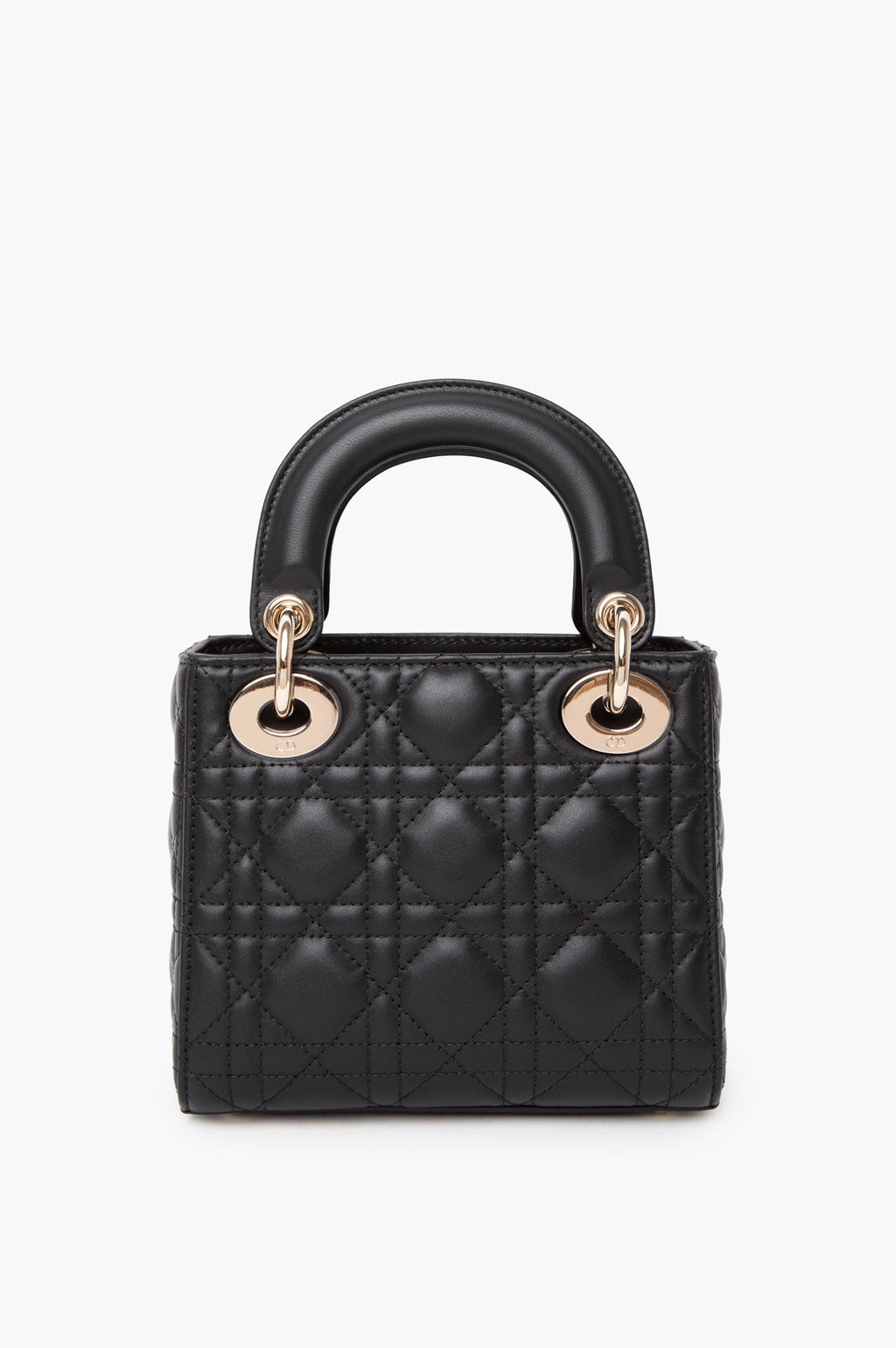 Christian Dior Black Mini Lady Dior Lambskin With Champagne Hardware