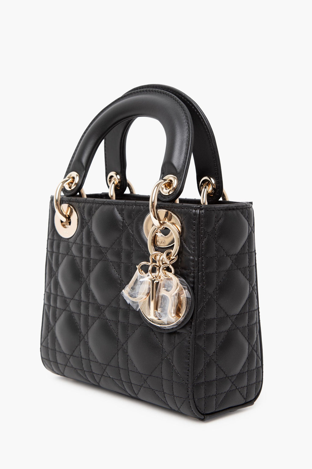 Christian Dior Black Mini Lady Dior Lambskin With Champagne Hardware