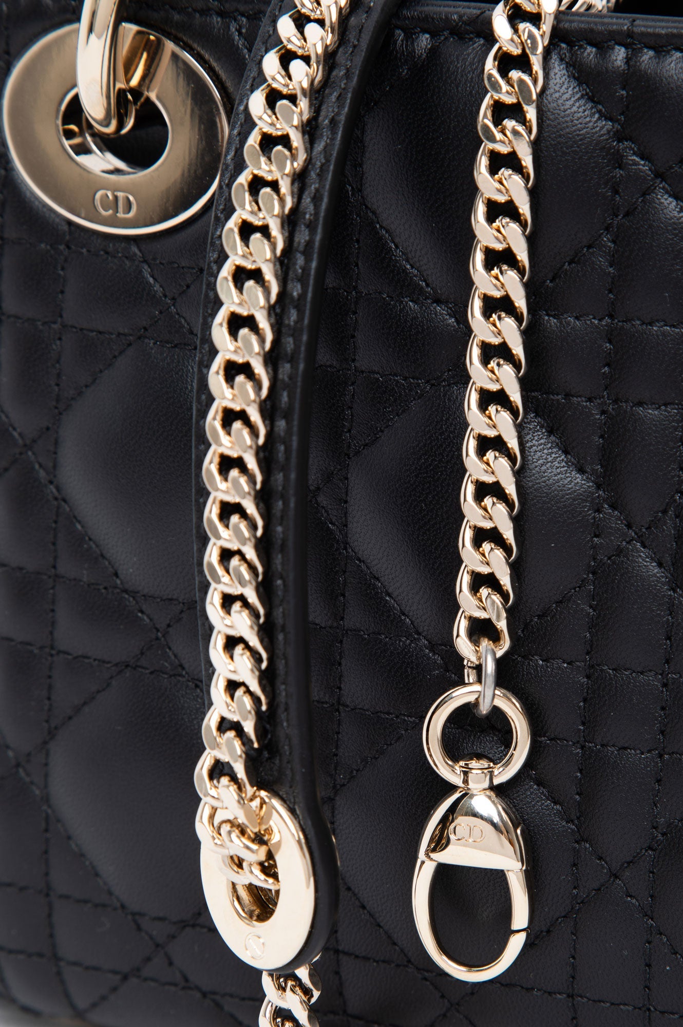 Christian Dior Black Mini Lady Dior Lambskin With Champagne Hardware
