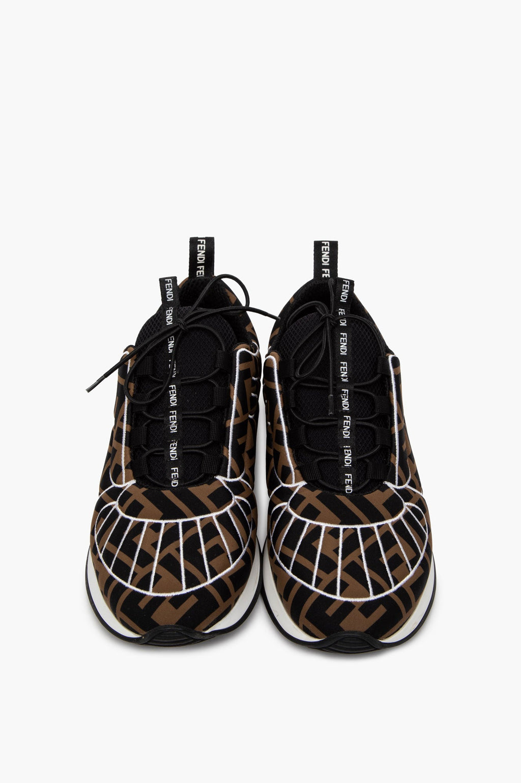 Fendi Tobacco Zucca Technical Fabric FFreedom Sneakers Size 38