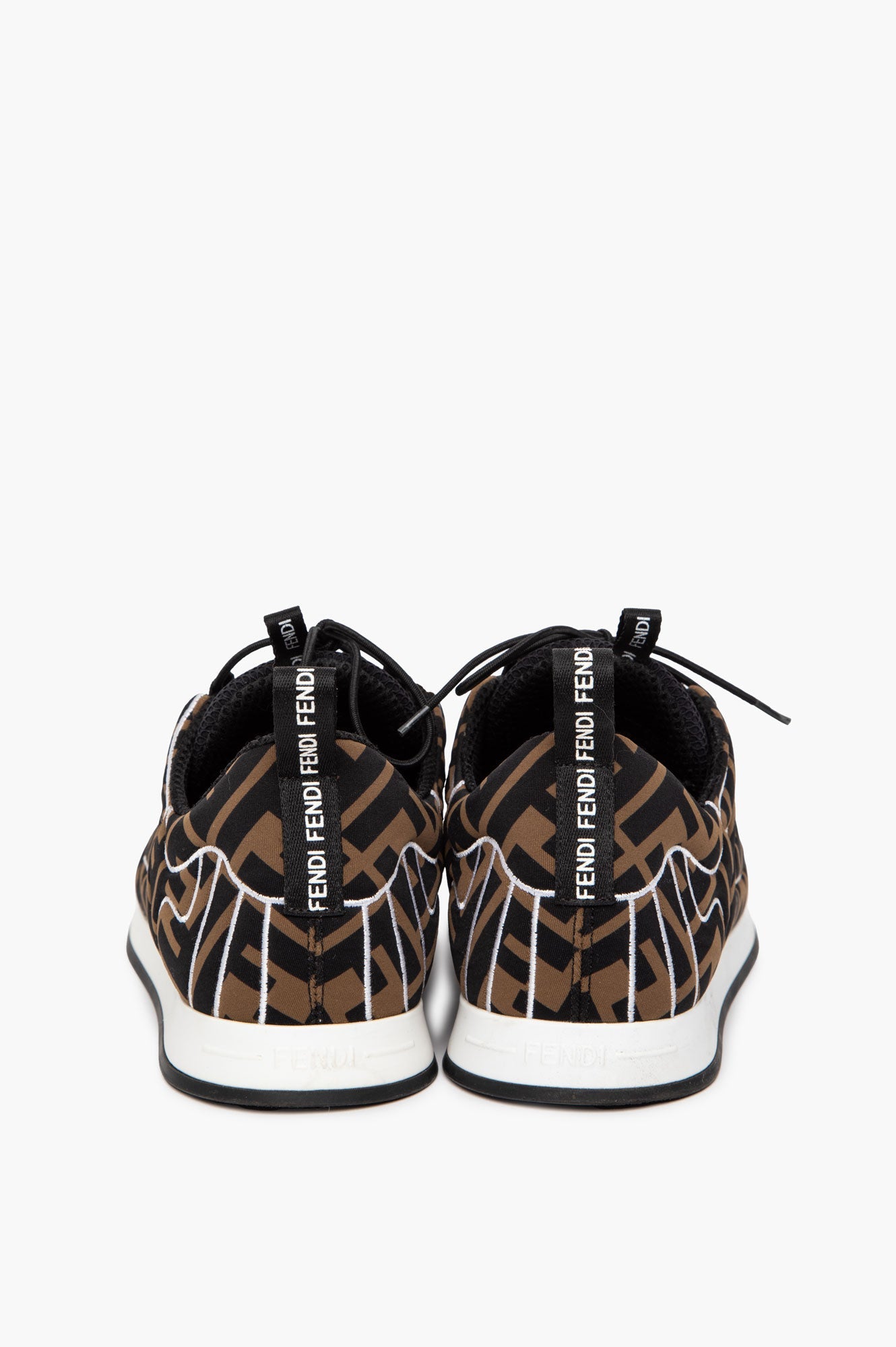 Fendi Tobacco Zucca Technical Fabric FFreedom Sneakers Size 38