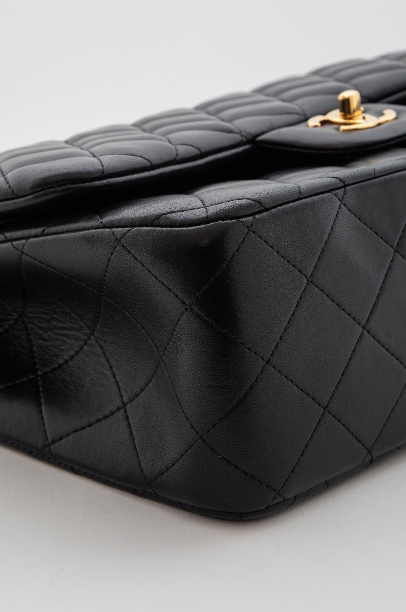 Chanel Black Lambskin Classic Double Flap Jumbo Bag