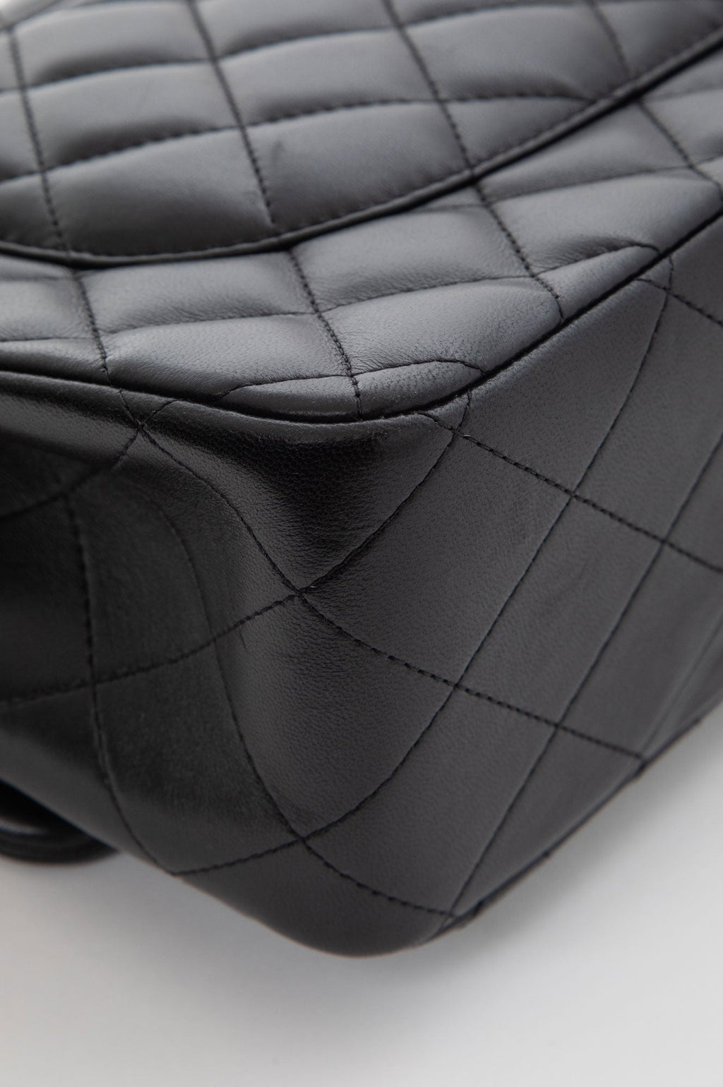 Chanel Black Lambskin Classic Double Flap Jumbo Bag