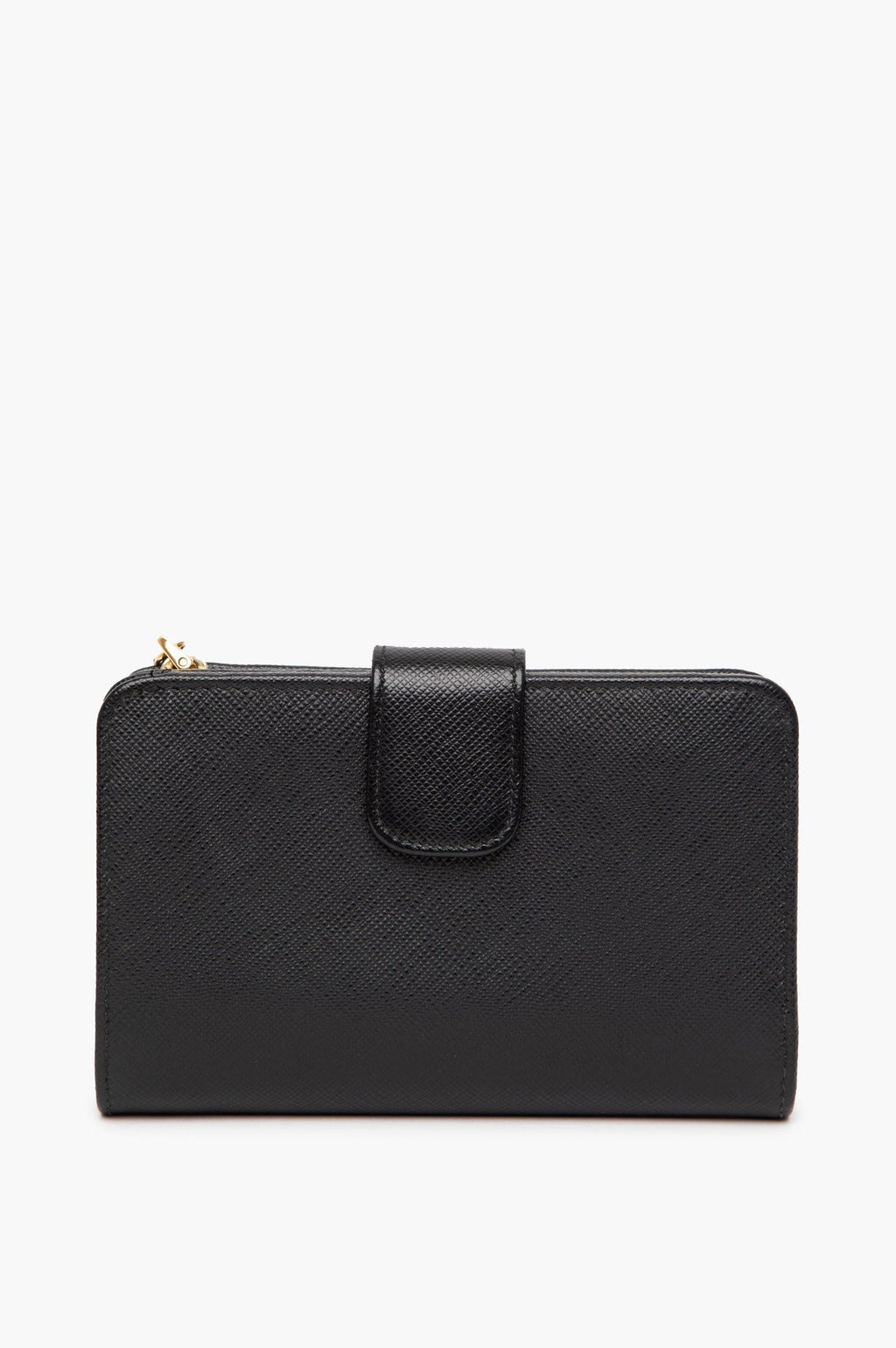 Prada Black Saffiano Leather Robot Charm Zip Wallet