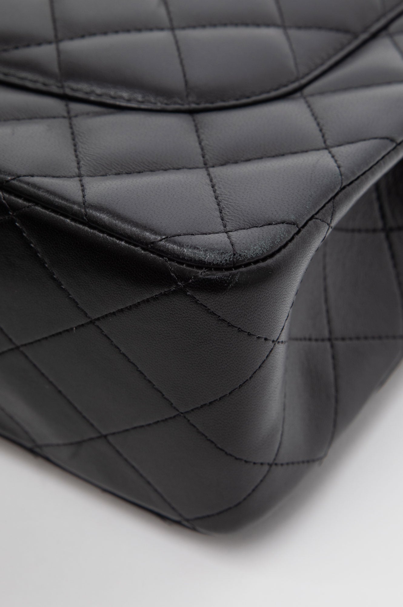 Chanel Black Lambskin Classic Double Flap Jumbo Bag