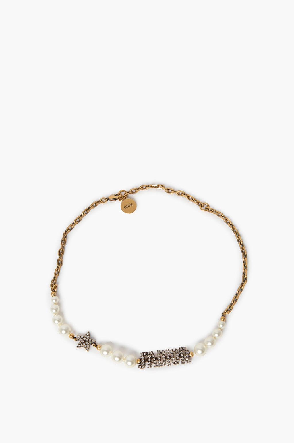 Christian Dior Metal Pearl Crystal J'Adore Choker Necklace