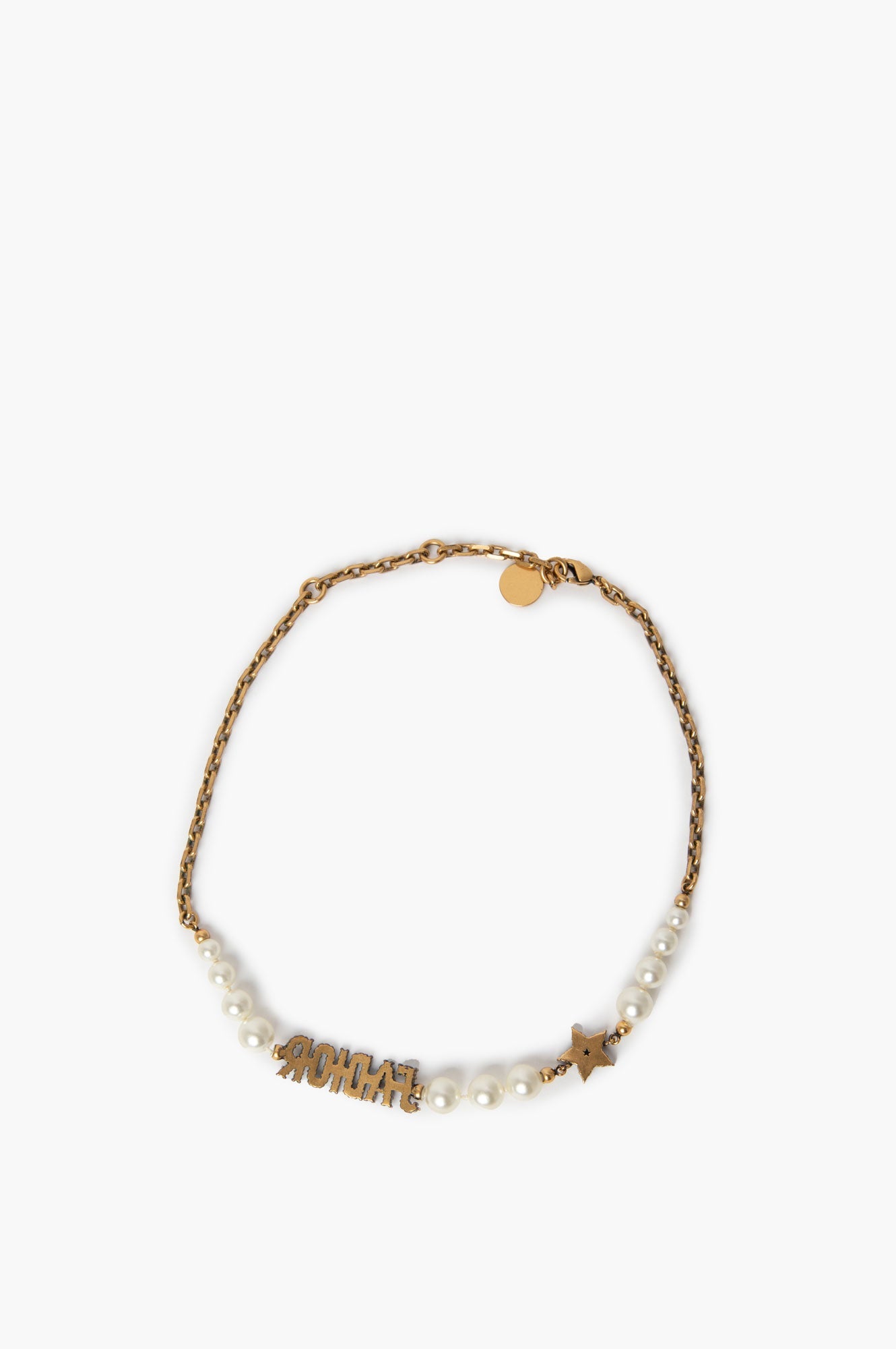 Christian Dior Metal Pearl Crystal J'Adore Choker Necklace