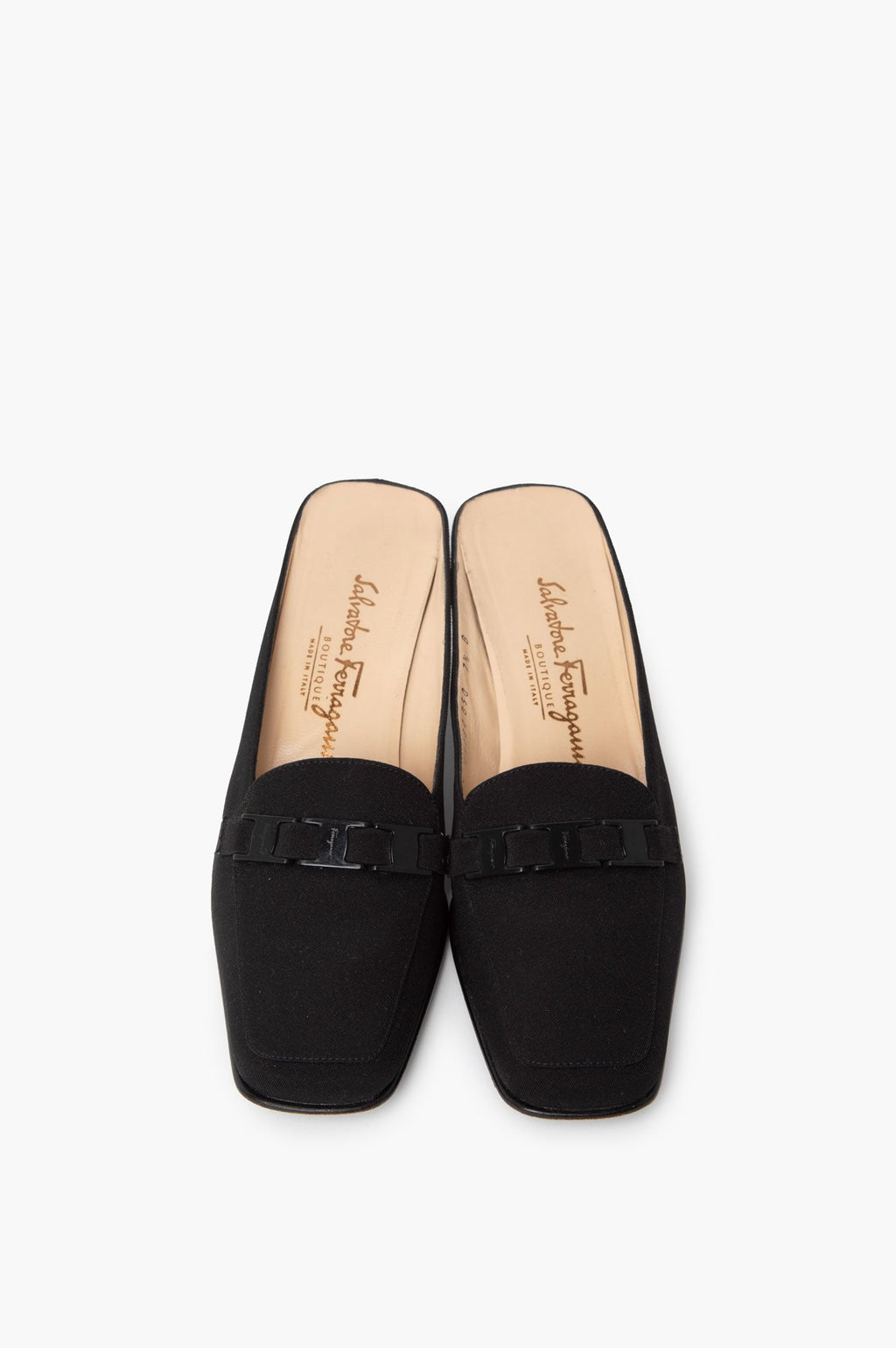 Salvatore Ferragamo Black Square Toe Pumps Size 37.5