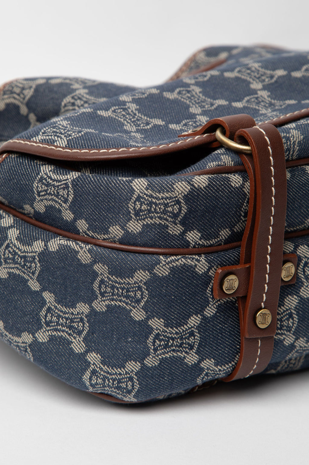 Celine Blue Denim Macadam Shoulder Bag