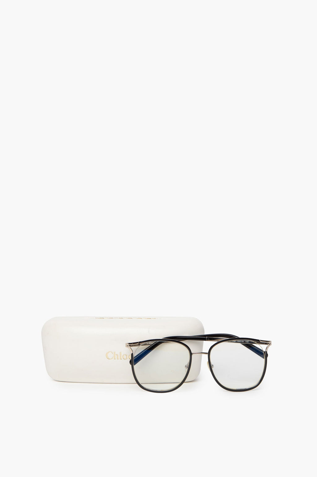 Chloe Black Frame Silver Square Semi Rim Glasses
