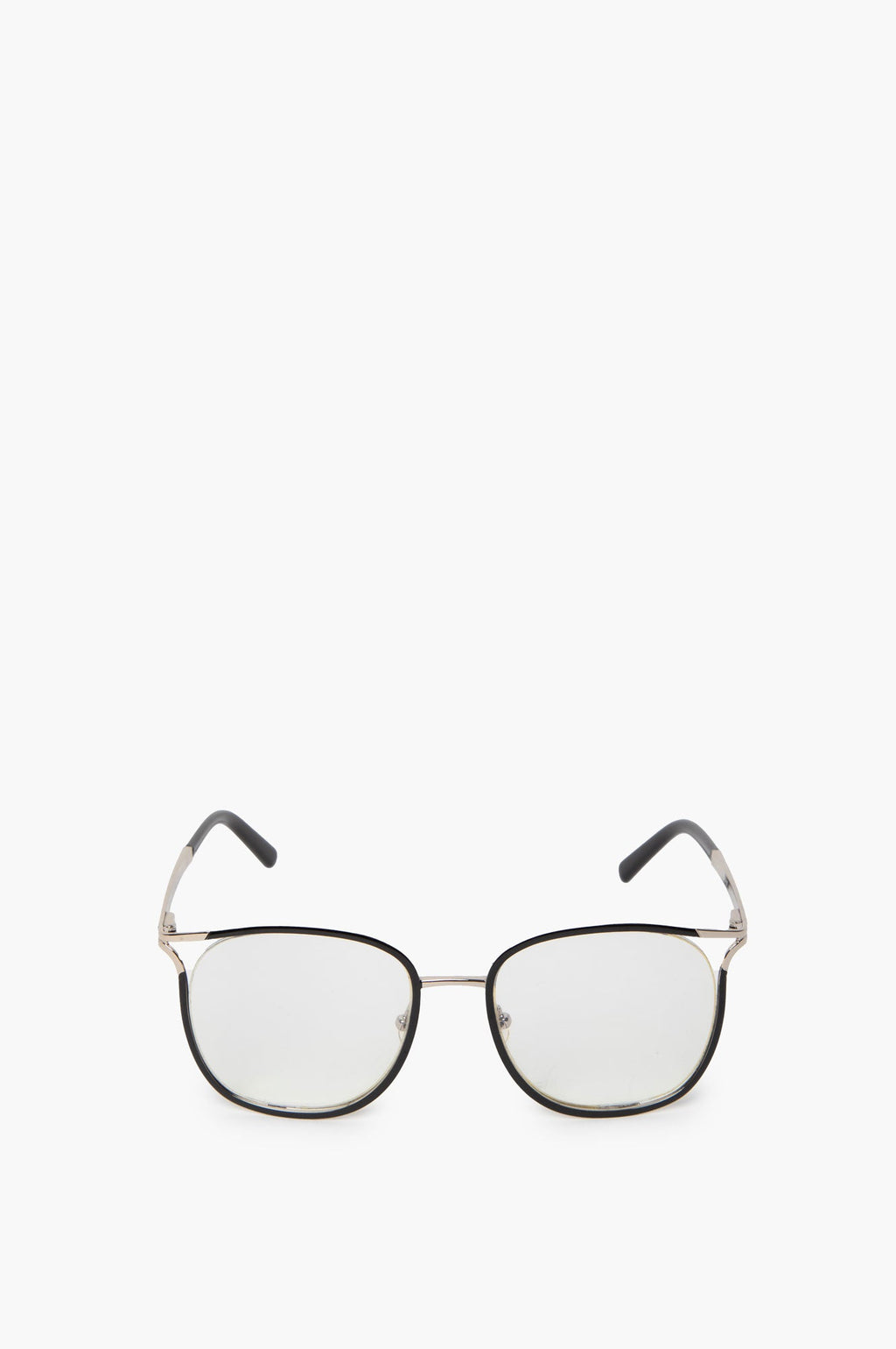 Chloe Black Frame Silver Square Semi Rim Glasses