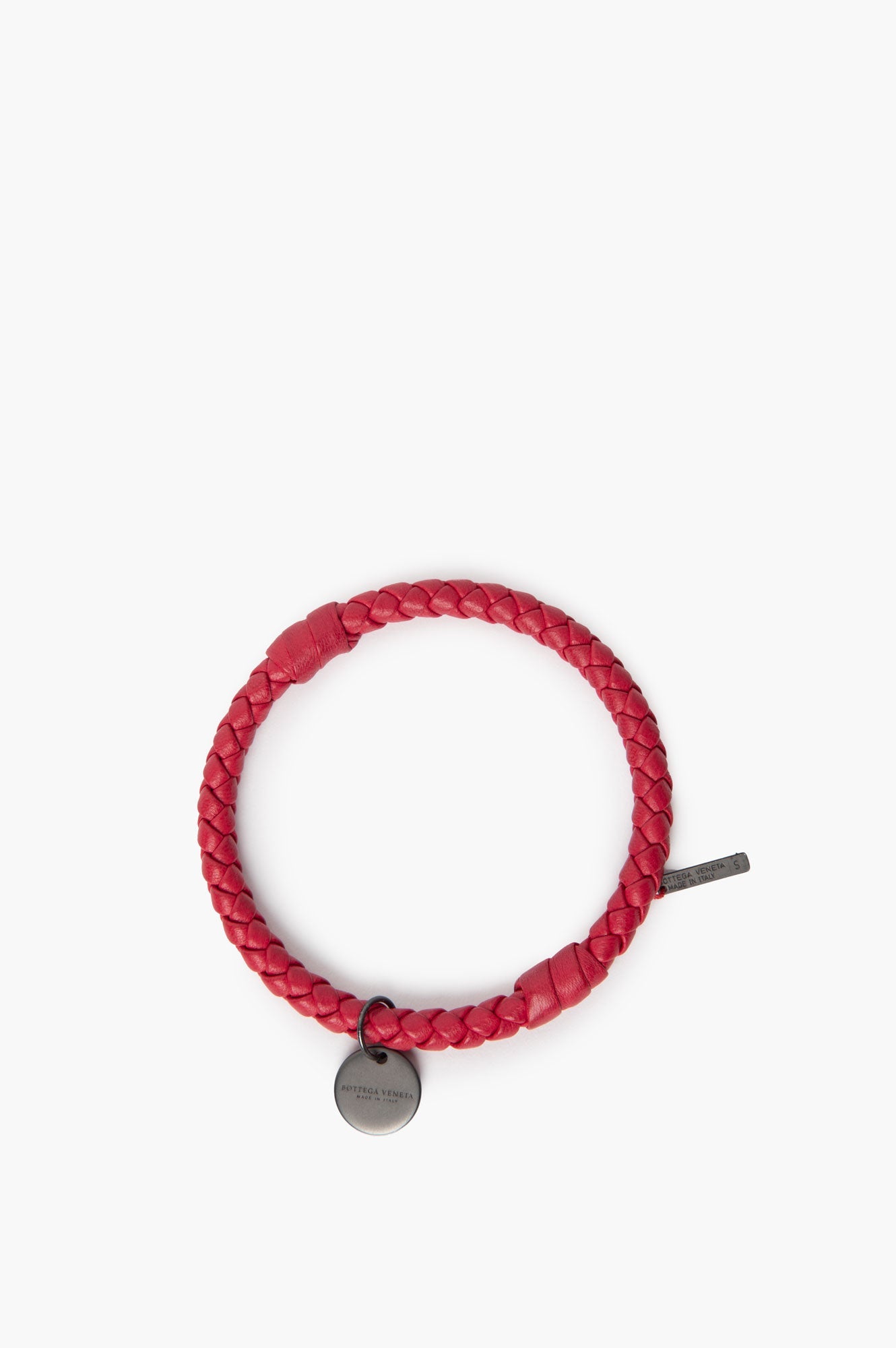 Bottega Veneta Red Woven Bangle Bracelet Size S