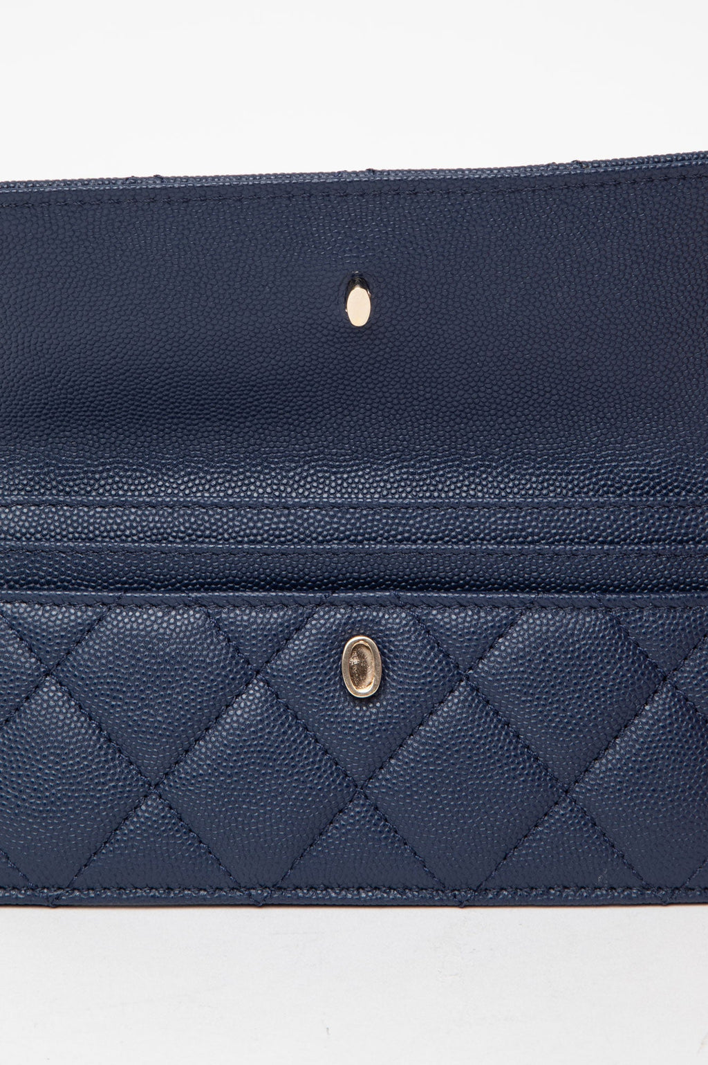 Chanel Dark Blue Caviar Quilted Medium Flap Wallet