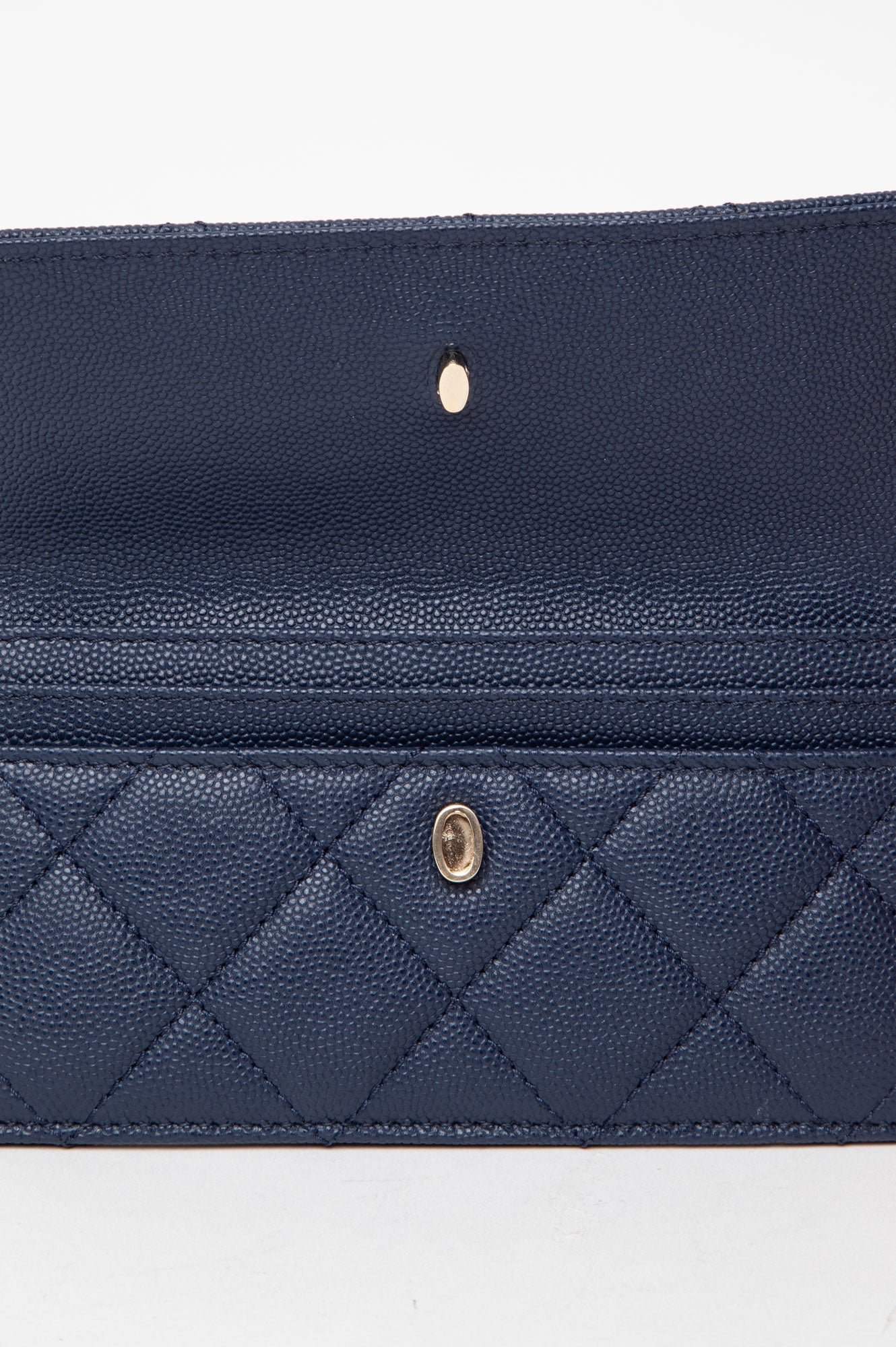 Chanel Dark Blue Caviar Quilted Medium Flap Wallet