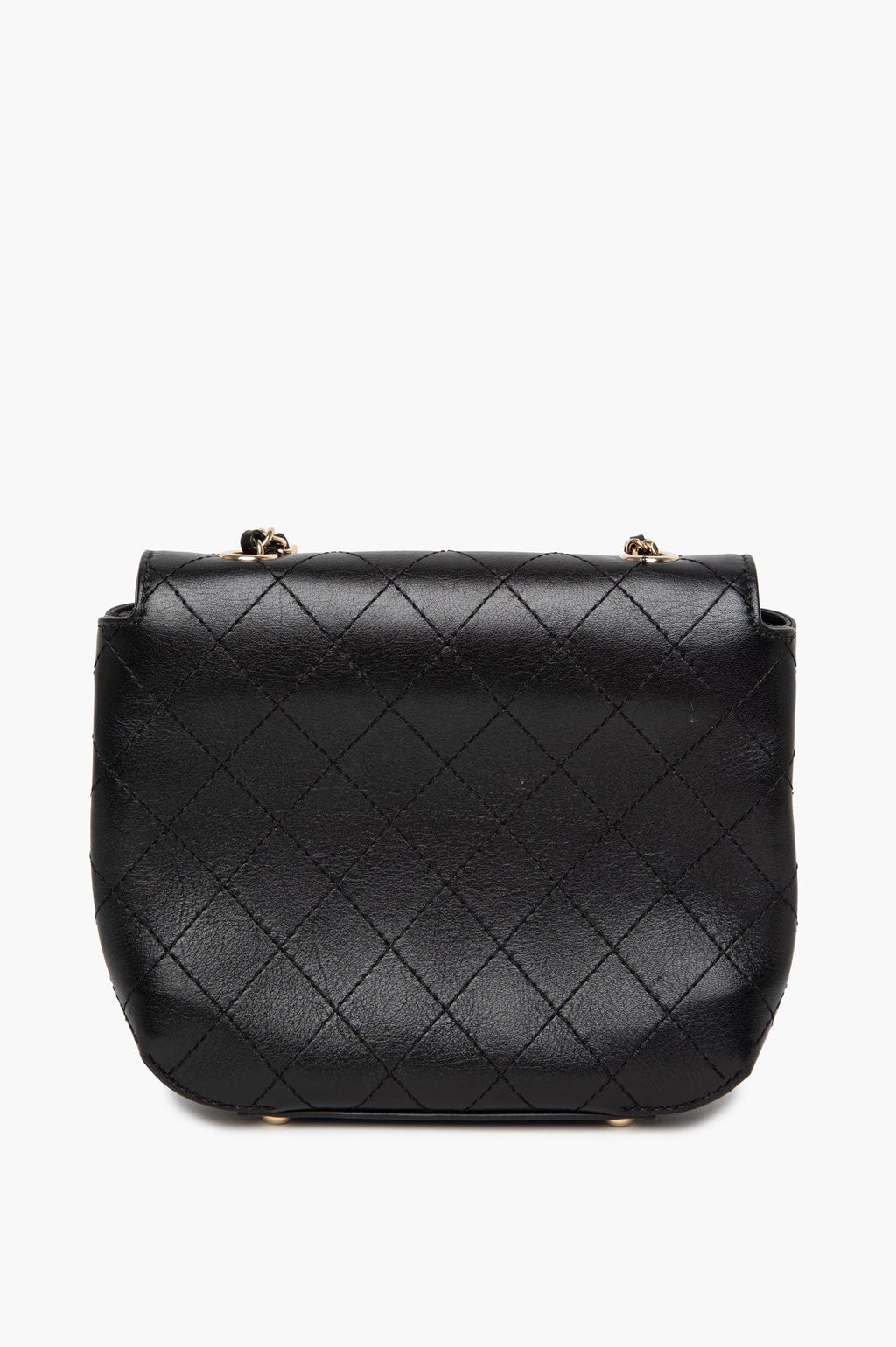 Chanel Black Stitched Calfskin Small Covered CC Flap Bag