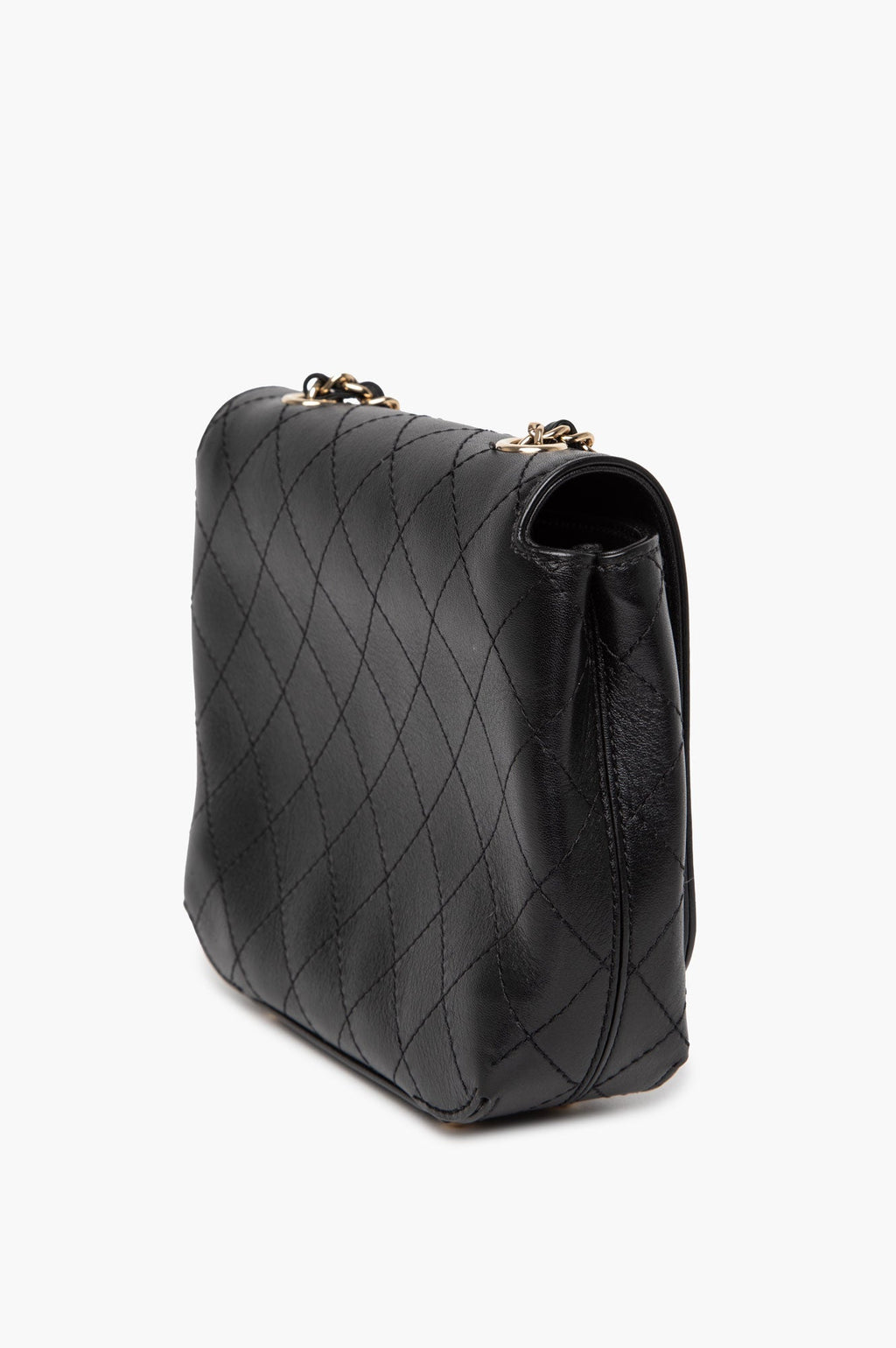 Chanel Black Stitched Calfskin Small Covered CC Flap Bag