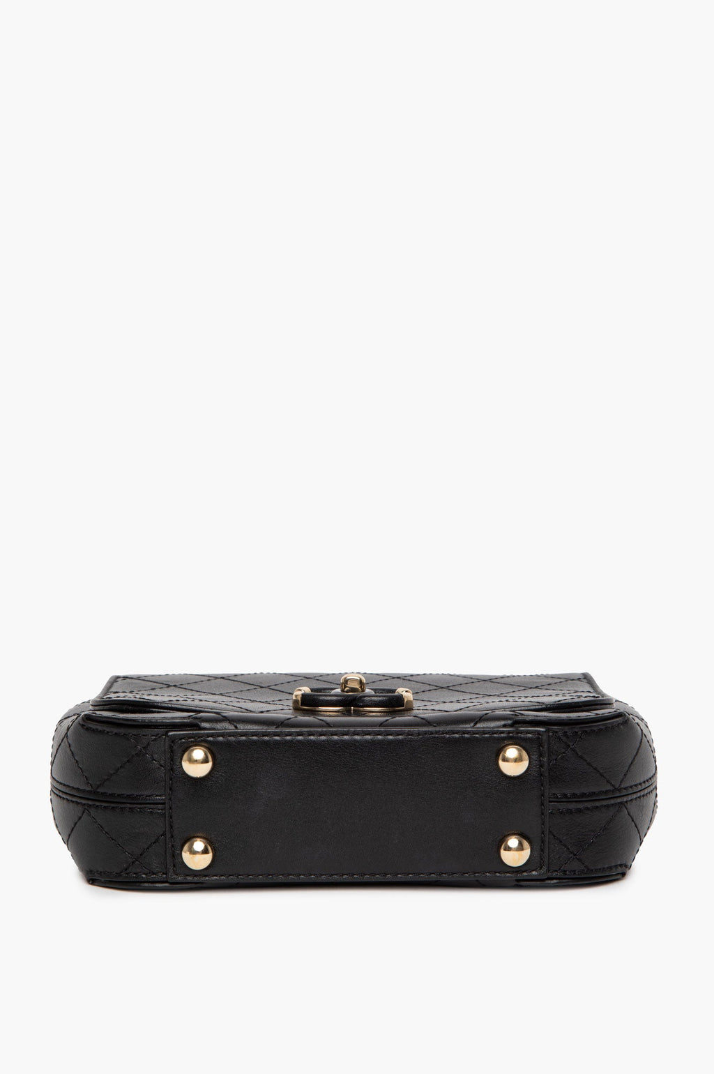 Chanel Black Stitched Calfskin Small Covered CC Flap Bag