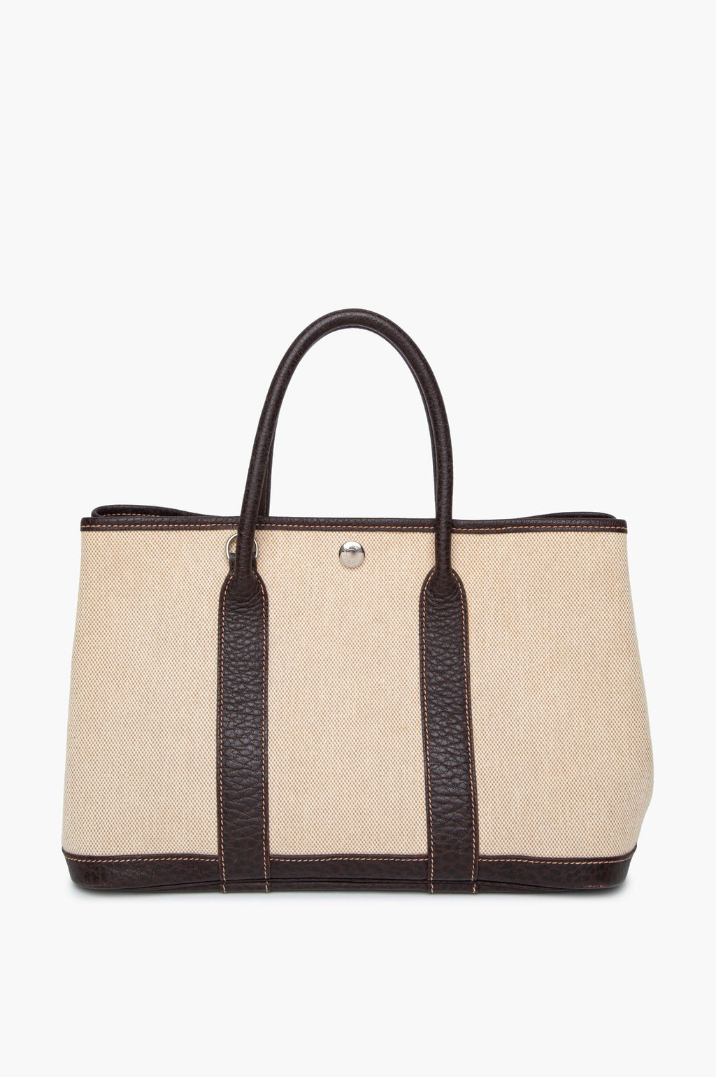 Hermès Beige/Brown Canvas Garden Party 30 Tote With Strap