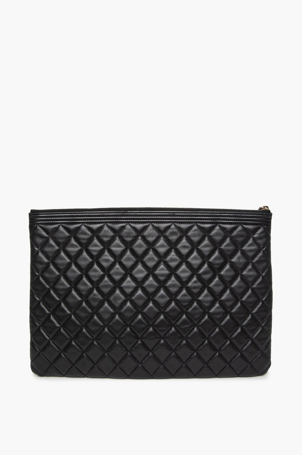 Chanel Boy Large Black Lambskin Zip Pouch